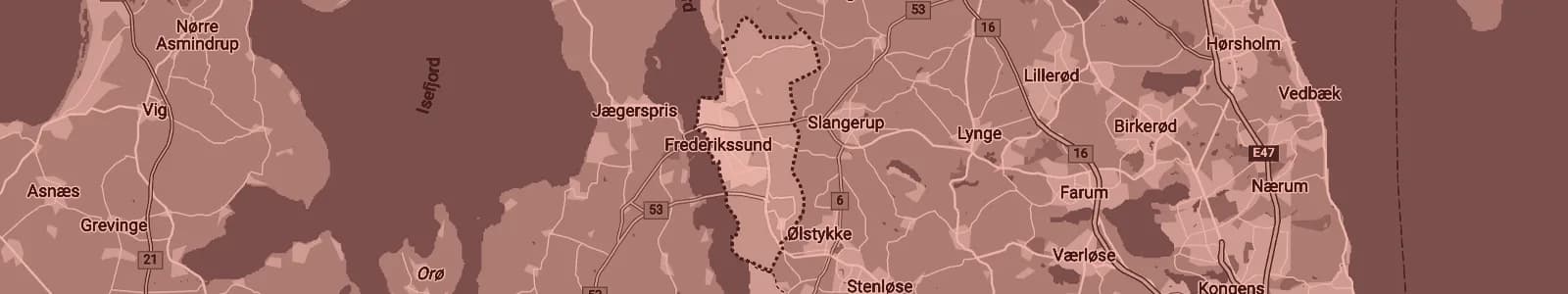 Kort over Frederikssund — Soundboks-udlejning med levering i hele området
