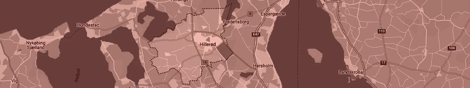 Kort over Hillerød — Soundboks-udlejning med levering i hele området