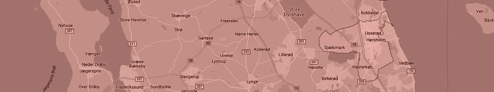 Kort over Hørsholm — Soundboks-udlejning med levering i hele området