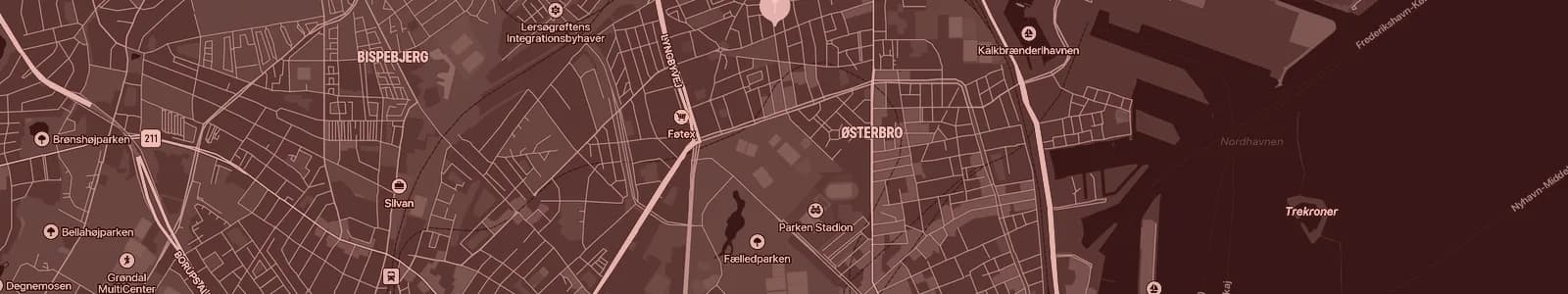 Kort over København Ø — Soundboks-udlejning med levering i hele området