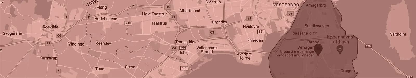 Kort over København S — Soundboks-udlejning med levering i hele området