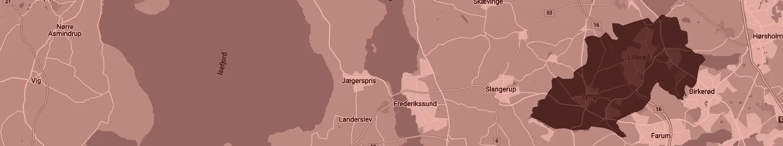 Kort over Allerød — Soundboks-udlejning med levering i hele området