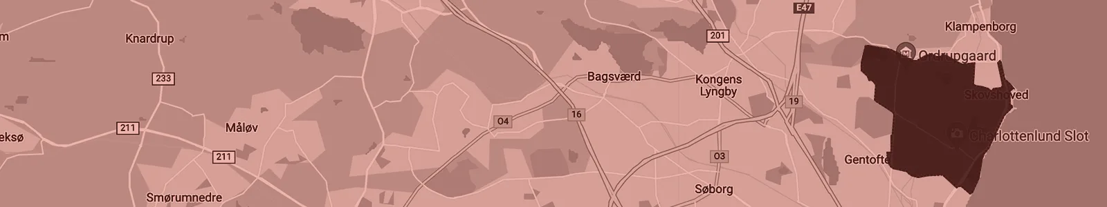 Kort over Charlottenlund — Soundboks-udlejning med levering i hele området