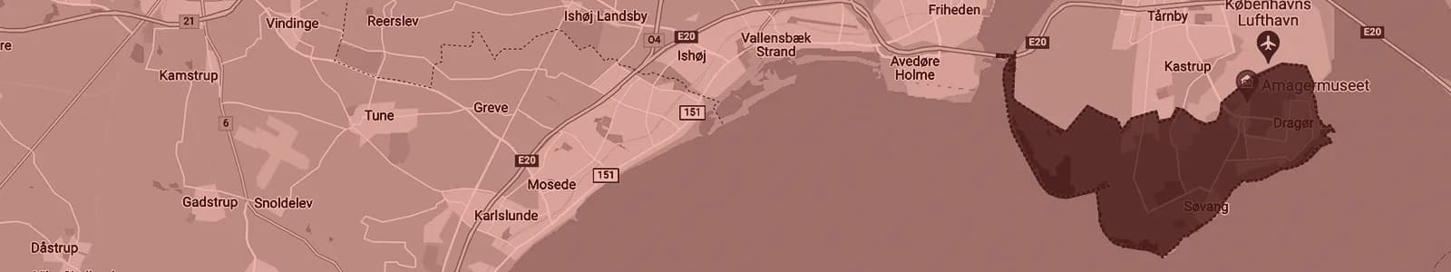 Kort over Dragør — Soundboks-udlejning med levering i hele området