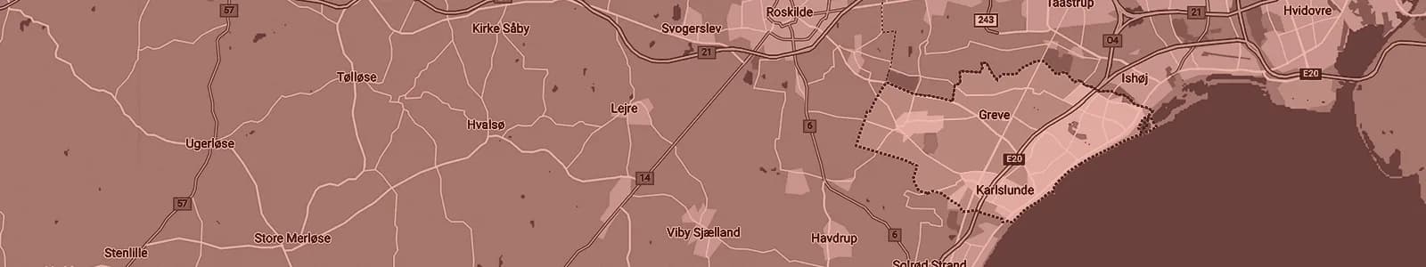 Kort over Greve — Soundboks-udlejning med levering i hele området