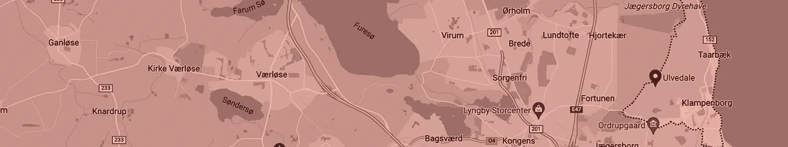 Kort over Klampenborg — Soundboks-udlejning med levering i hele området