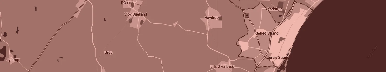 Kort over Solrød Strand — Soundboks-udlejning med levering i hele området